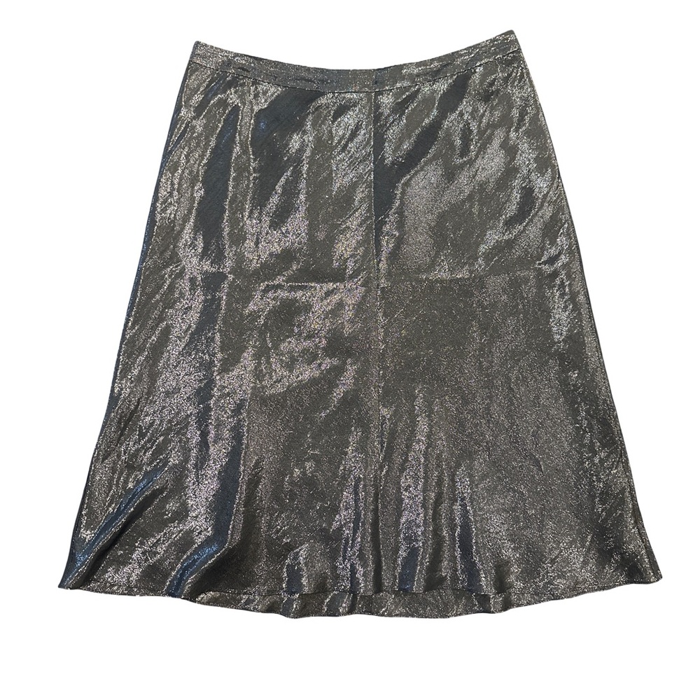 Metallic Silver Silk Skirt